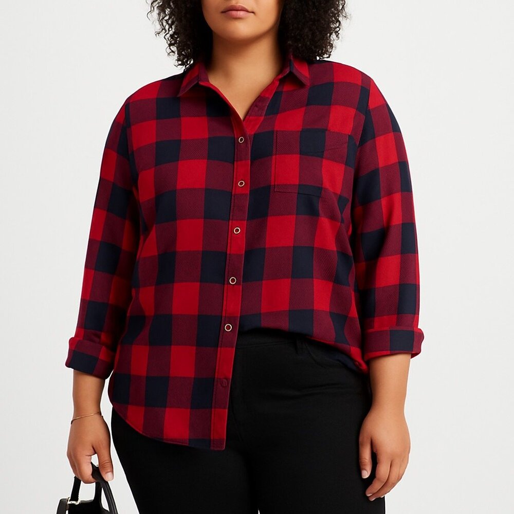 American Eagle Womens S Boyfriend Flannel Shirt Red Navy Plaid Ahh-Mazingly Soft